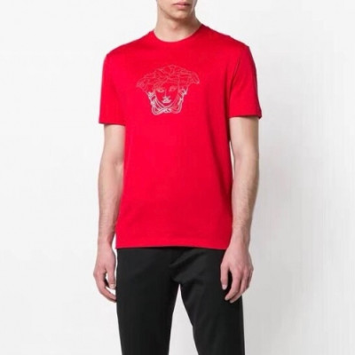 [베르사체]Versace 2020 Mens Logo Silket Short Sleeved Tshirts - 베르사체 2020 남성 메두사 실켓 반팔티 Ver0602x.Size(s - 3xl).레드