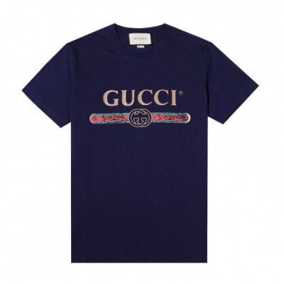 [매장판]Gucci 2020 Mm/Wm Logo Cotton Short Sleeved Tshirts - 구찌 2020 남자 로고 코튼 반팔티 Guc02673x.Size(s - l).네이비