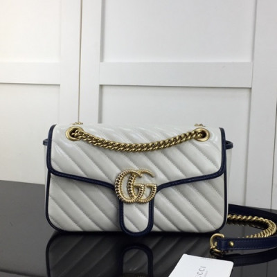 Gucci 2020 GG Marmont Matlase Women Shoulder Bag,26CM - 구찌 2020 GG 마몬트 마틀라세 여성용 숄더백 443497,GUB1080,26CM,화이트