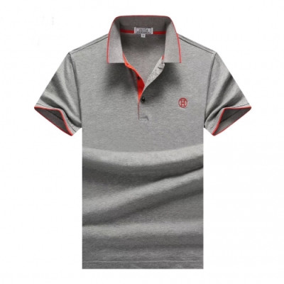 Hermes 2019 Mens Logo Cotton Polo Short Sleeved Tshirt - 에르메스 2019 남성 로고 코튼 폴로 반팔티 Her0451x.Size(m - 3xl).그레이