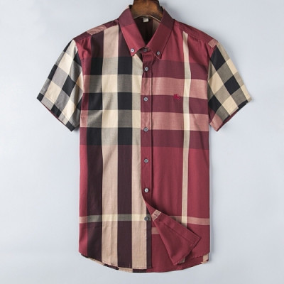 [버버리]Burberry 2020 Mens Vintage Short Sleeved Check Tshirts - 버버리 2020 남성 빈티지 체크 반팔 셔츠 Bur02577x.Size(m - 3xl).버건디