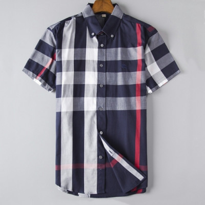 [버버리]Burberry 2023 Mens Vintage Short Sleeved Check Tshirts - 버버리 2023 남성 빈티지 체크 반팔 셔츠 Bur02578x.Size(m - 3xl).네이비