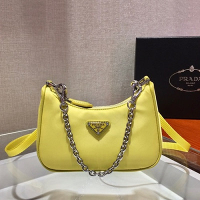 Prada 2020 Nylon Mini Hobo Tote Shoulder Bag,15CM - 프라다 2020 나일론 미니 호보 토트 숄더백,PRAB0111,15cm,옐로우