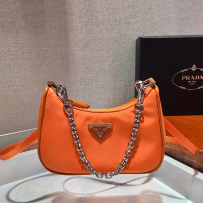 Prada 2020 Nylon Mini Hobo Tote Shoulder Bag,15CM - 프라다 2020 나일론 미니 호보 토트 숄더백,PRAB0112,15cm,오렌지