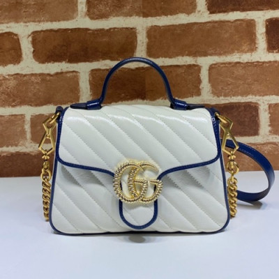 Gucci 2020 GG Marmont Women Tote Shoulder Bag,21CM - 구찌 2020 GG 마몬트 여성용 토트 숄더백 583571,GUB1101,21CM,화이트