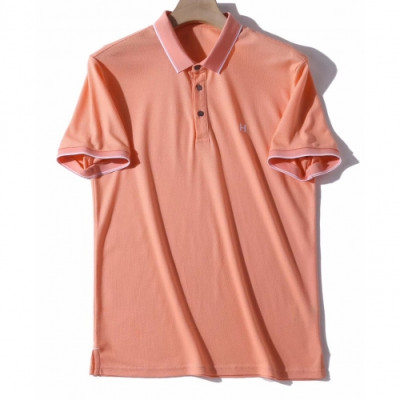 Hermes 2019 Mens Logo Cotton Polo Short Sleeved Tshirt - 에르메스 2019 남성 로고 코튼 폴로 반팔티 Her0455x.Size(m - 3xl).핑크