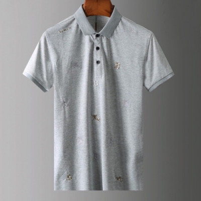 [버버리]Burberry 2020 Mens Logo Silket Short Sleeved Polo Tshirts - 버버리 2020 남성 로고 실켓 폴로 반팔티 Bur02612x.Size(m - 3xl).그레이