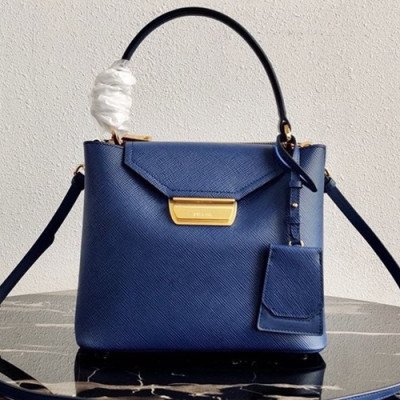 Prada 2020 Saffiano Tote Shoulder Bag,24CM - 프라다 2020 사피아노 여성용 토트 숄더백 ,1BN012-2,24cm,블루