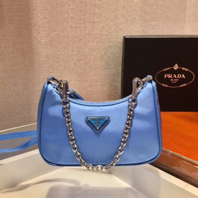 Prada 2020 Nylon Mini Hobo Tote Shoulder Bag,15CM - 프라다 2020 나일론 미니 호보 토트 숄더백,PRAB0116,15cm,스카이블루