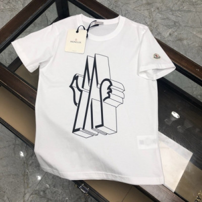 [매장판]Moncler 2020 Mens Logo Silket Crew-neck Short Sleeved Tshirts - 몽클레어 2020 남성 로고 실켓 크루넥 반팔티 Moc01639x.Size(m - 3xl).화이트