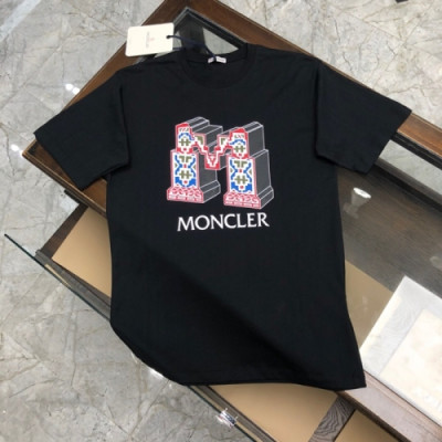 [매장판]Moncler 2020 Mens Logo Silket Crew-neck Short Sleeved Tshirts - 몽클레어 2020 남성 로고 실켓 크루넥 반팔티 Moc01653x.Size(m - 3xl).블랙