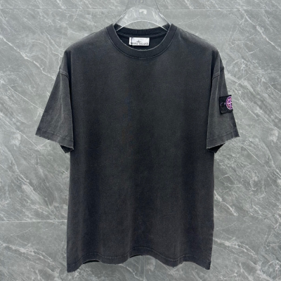 [스톤아일랜드]Stone Island 2025 Mens Crew-neck Cotton Short Sleeved Tshirts - 스톤아일랜드 2025 남성 크루넥 코튼 반팔티 Sto0203x.Size(m - 3xl).챠콜