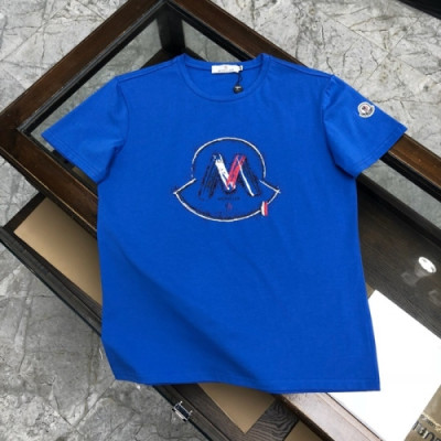 [매장판]Moncler 2020 Mens Logo Silket Crew-neck Short Sleeved Tshirts - 몽클레어 2020 남성 로고 실켓 크루넥 반팔티 Moc01665x.Size(m - 3xl).블루