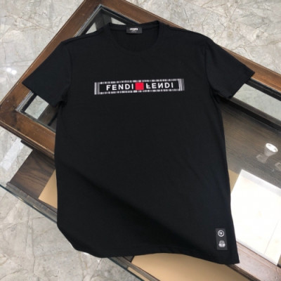 [펜디]Fendi 2020 Mens Logo Casual Silket Short Sleeved Tshirts - 펜디 2020 남성 로고 캐쥬얼 실켓 반팔티 Fen0689x.Size(m - 3xl).블랙