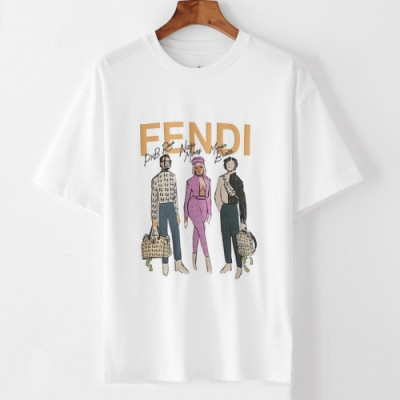 [펜디]Fendi 2020 Mm/Wm Logo Casual Cotton Short Sleeved Tshirts - 펜디 2020 남/녀 로고 캐쥬얼 코튼 반팔티 Fen0707x.Size(s - xl).화이트