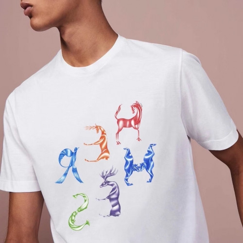 Hermes 2020 Mens Crew-neck Silket Short Sleeved Tshirts - 에르메스 2020 남성 크루넥 실켓 반팔티 Her0461x.Size(m - 2xl).화이트