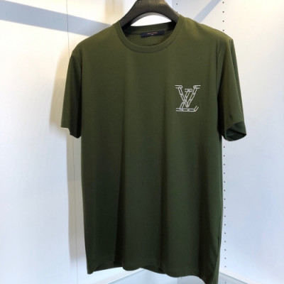 [루이비통]Louis vuitton 2020 Mens Logo  Cotton Short Sleeved Tshirts - 루이비통 2020 남성 로고 코튼 반팔티 Lou01823x.Size(m - 3xl).올리브