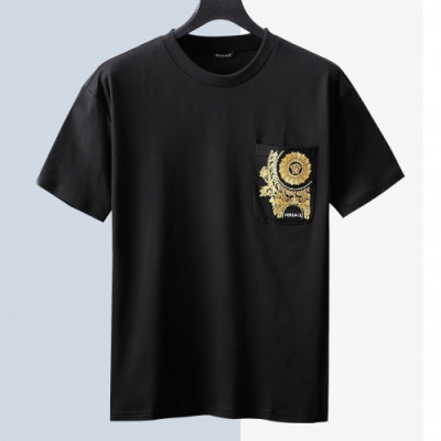 [베르사체]Versace 2020 Mens Logo Silket Short Sleeved Tshirts - 베르사체 2020 남성 메두사 실켓 반팔티 Ver0634x.Size(m - 2xl).블랙