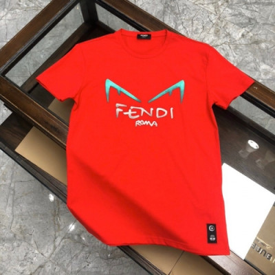 [펜디]Fendi 2020 Mens Logo Casual Silket Short Sleeved Tshirts - 펜디 2020 남성 로고 캐쥬얼 실켓 반팔티 Fen0715x.Size(m - 3xl).레드