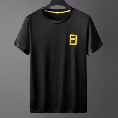 [펜디]Fendi 2020 Mens Logo Casual Silket Short Sleeved Tshirts - 펜디 2020 남성 로고 캐쥬얼 실켓 반팔티 Fen0720x.Size(m - 3xl).블랙