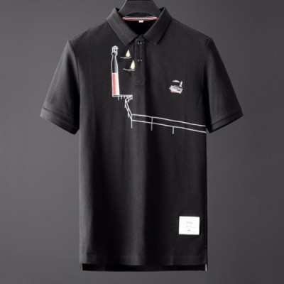 [톰브라운]Thom Browne 2020 Mens Casual Cotton Short Sleeved Polo Tshirts - 톰브라운 2020 남성 로고 코튼 폴로 반팔티 Tho0786x.Size(m - 3xl).블랙