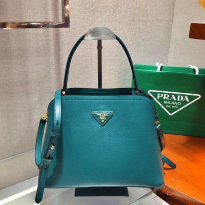 Prada 2020 Matinee Leather Tote Shoulder Bag,28.5CM - 프라다 2020 마티네 레더 토트 숄더백,1BA282-1,28.5cm,블루그린