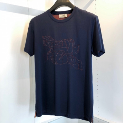 [에르메스]Hermes 2020 Mens Crew-neck Silket Short Sleeved Tshirts - 에르메스 2020 남성 크루넥 실켓 반팔티 Her0477x.Size(m - 2xl).네이비