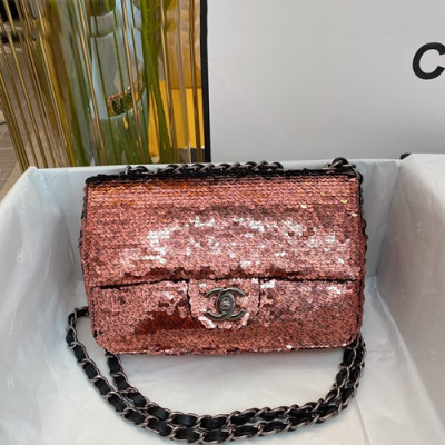 Chanel 2020 Chain Shoulder Bag,20CM - 샤넬 2020 스팽글 체인 숄더백,CHAB1514,20CM,레드