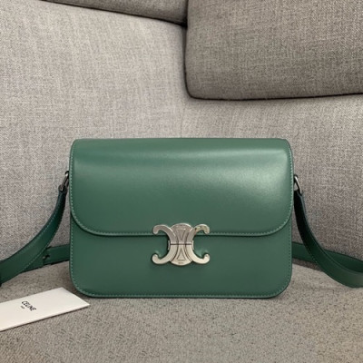 Celine 2020 Leather Women Shoulder Bag,22CM - 셀린느 2020 레더 여성용 숄더백 ,187368-12,22CM,그린