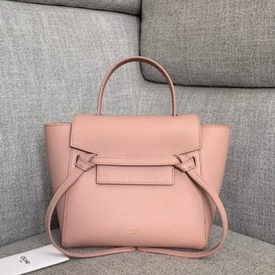 Celine 2020 Leather Mini Belt Shoulder Bag,20CM - 셀린느 2020 레더 미니  벨트 숄더백 ,99970-22,20CM,핑크