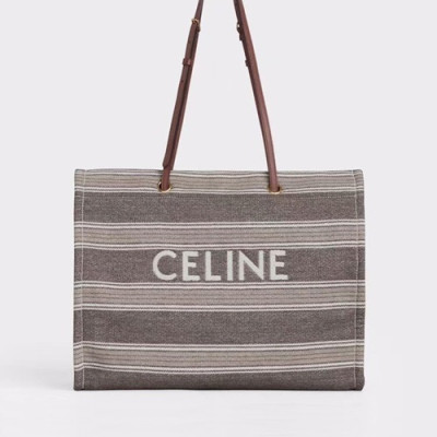 Celine 2020 Canvas Tote Shopper Bag,43CM - 셀린느 2020 캔버스 토트 쇼퍼백 ,193953,43CM,브라운