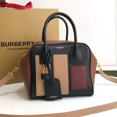 Burberry 2020 Leather Tote Shoulder Bag, 34cm - 버버리 2020 여성용 레더 토트 숄더백 ,BURB0484,34cm,블랙