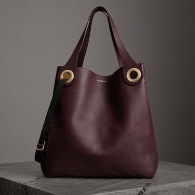 Burberry 2020 Leather Tote Shoulder Shopper Bag, 41cm - 버버리 2020 여성용 레더 토트 숄더 쇼퍼백 ,BURB0487,41cm,와인