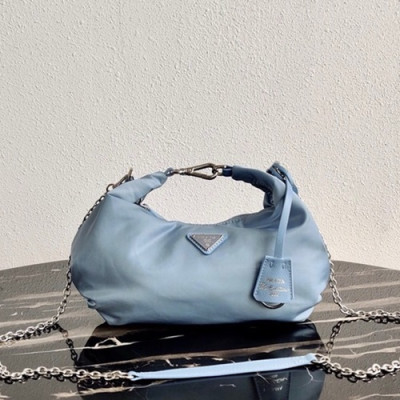 Prada 2020 Nylon Hobo Tote Shoulder Bag,27CM - 프라다 2020 나일론 호보 토트 숄더백,1BH172-1,27cm,스카이블루