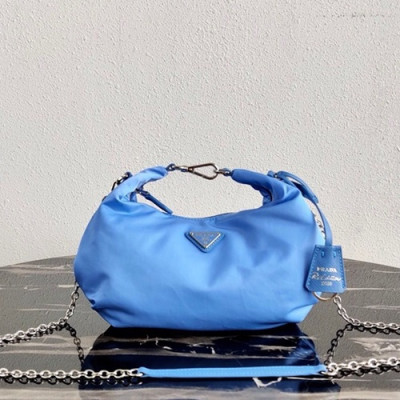 Prada 2020 Nylon Hobo Tote Shoulder Bag,27CM - 프라다 2020 나일론 호보 토트 숄더백,1BH172-9,27cm,블루