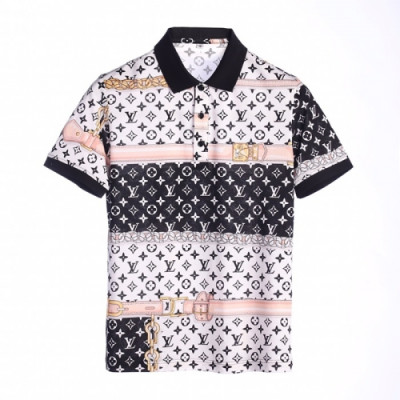 [루이비통]Louis vuitton 2020 Mens Logo Cotton Short Sleeved Polo Tshirts - 루이비통 2020 남성 로고 코튼 폴로 반팔티 Lou02021x.Size(m - 3xl).블랙