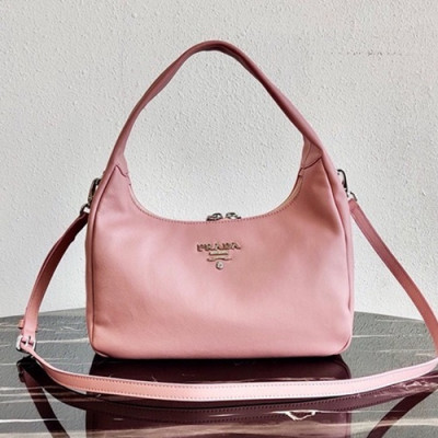 Prada 2020 Leather Hobo Tote Shoulder Bag,26CM - 프라다 2020 레더 호보 토트 숄더백,1BC132-2, 26cm,핑크