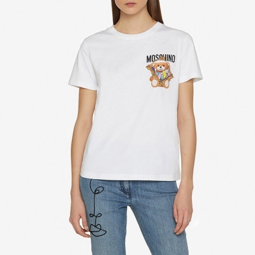 Moschino 2020 Womens Logo Cotton Short Sleeved Tshirts - 모스키노 2020 여성 로고 코튼 반팔티 Mos0094x.Size(s - l).화이트