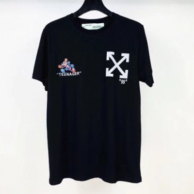 [오프화이트]Off-white 2020 Mm/Wm Printing Logo Crew - neck Cotton Short Sleeved Tshirts - 오프화이트 2020 남자 프린팅 로고 크루넥 오버사이즈 코튼 반팔티 Off0454x.Size(s - xl).블랙