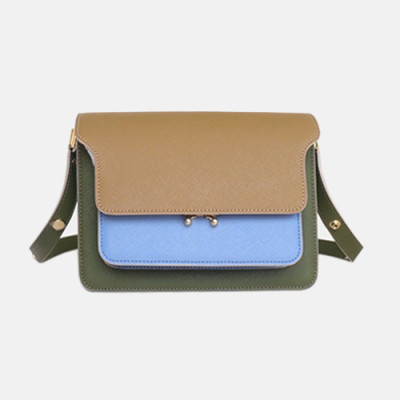 Marni 2020 Trunk Leather Shoulder Bag,24CM - 마르니 2020 트렁크 레더 숄더백, MARB0037,24CM,블루(카멜)