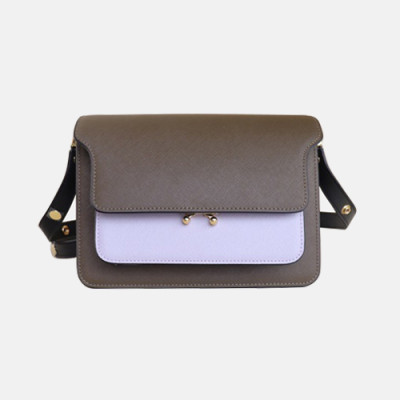 Marni 2020 Trunk Leather Shoulder Bag,23CM - 마르니 2020 트렁크 레더 숄더백, MARB0039,23CM,차콜(연퍼플)