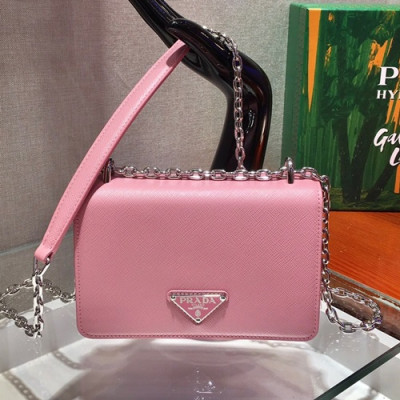 Prada 2020 Women Leather Chain Shoulder Bag ,18.5CM - 프라다 2020 여성용 레더 체인 숄더백 1BD032-4,18.5CM,핑크