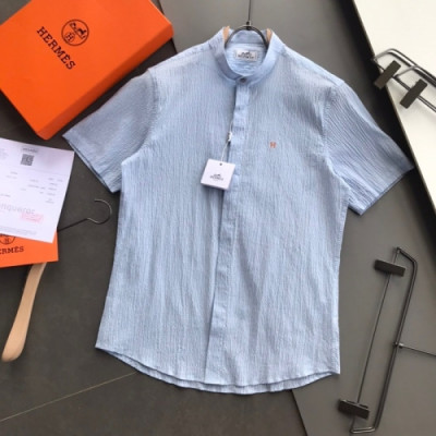 [에르메스]Hermes 2020 Mens Classic Short Sleeved Tshirts - 에르메스 2020 남성 클래식 반팔 셔츠 Her0502x.Size(s - 2xl).블루