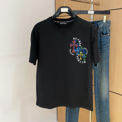 [크롬하츠]Chrome hearts 2025 Mens Logo Casual Short Sleeved Tshirts - 크롬하츠 2025 남성 로고 캐쥬얼 반팔티 Chr0241x.Size(s - 3xl).블랙
