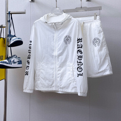 [크롬하츠]Chrome Hearts 2025 Mens Logo Casual Jackets - 크롬하츠 2025 남성 로고 캐쥬얼 자켓+팬츠 셋트 Chr0251x.Size(m - 3xl).화이트
