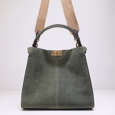 Fendi 2020 Suede Tote Shoulder Bag ,30CM - 펜디 2020 스웨이드 여성용 토트 숄더백  FENB0563,30CM,그린