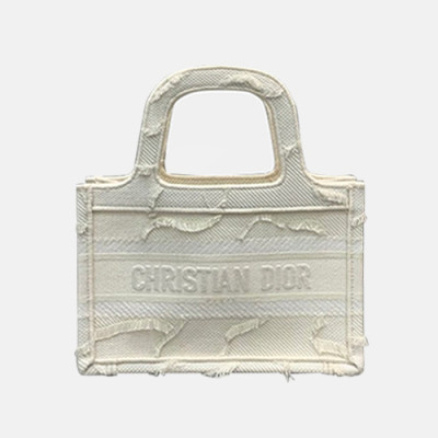 Dior 2019 Women Canvas Book Tote Shopper Bag ,23CM - 디올 2019 여성용 캔버스 북 토트 쇼퍼백  DIOB0585,23CM,화이트