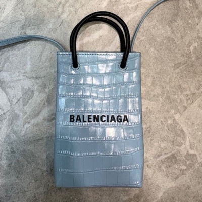 Balenciaga 2020 Leather Super Mini Tote Shoulder Bag / Phone Bag,18CM - 발렌시아가 2020 여성용 레더 슈퍼 미니 토트 숄더백 / 폰 백,BGB0611,18CM,스카이블루