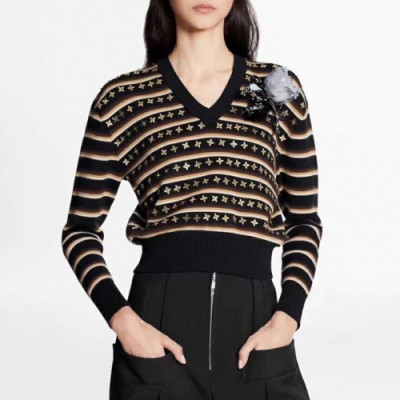 [루이비통]Louis vuitton 2020 Womens Logo V-neck Wool Sweaters - 루이비통 2020 여성 로고 브이넥 울 스웨터 Lou02099x.Size(s - l).블랙