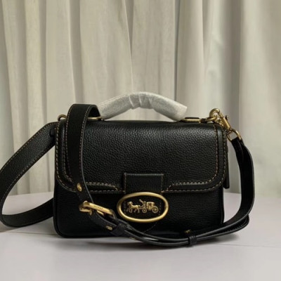 Coach 2020 Leather Tote Shoulder Bag,22cm - 코치 2020 레더 토트 숄더백 COAB0234,22cm,블랙